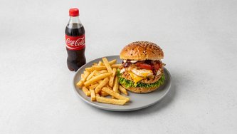 Burger pileći s pomfritom + sok