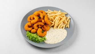 Repovi škampa (panirani) s pomfritom