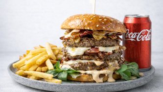Double burger + Pomfrit + Coca-Cola