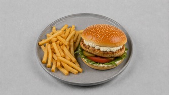 Pileći burger s pomfritom